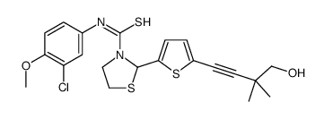 3-Thiazolidinecarbothioamide,N-(3-chloro-4-methoxyphenyl)-2-[5-(4-hydroxy-3,3-dimethyl-1-butynyl)-2-thienyl]-(9CI) picture