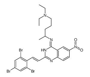 1-N,1-N-diethyl-4-N-[6-nitro-2-[(E)-2-(2,4,6-tribromophenyl)ethenyl]quinazolin-4-yl]pentane-1,4-diamine Structure