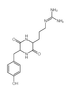 2-[3-[5-[(4-hydroxyphenyl)methyl]-3,6-dioxo-piperazin-2-yl]propyl]guanidine structure