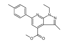 1H-Pyrazolo[3,4-b]pyridine-4-carboxylic acid, 1-ethyl-3-methyl-6-(4-methylphenyl)-, methyl ester结构式