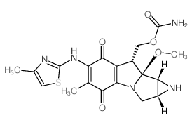 Azirino[2,3:3,4]pyrrolo[1,2-a]indole-4,7-dione, 8-[[(aminocarbonyl)oxy]methyl]-1,1a,2,8,8a, 8b-hexahydro-8a-methoxy-5-methyl-6-[(4-methyl-2-thiazolyl)amino]-, [1aR-(1a.alpha.,8.beta.,8a.alpha.,8b.alph Structure