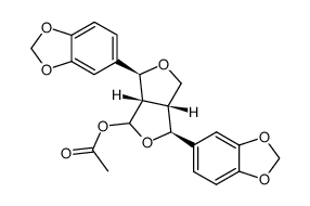 Acetic acid (3S,3aR,6S,6aS)-3,6-bis-benzo[1,3]dioxol-5-yl-tetrahydro-furo[3,4-c]furan-1-yl ester Structure