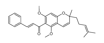 (+/-)-(E)-1-<5',7'-dimethoxy-2'-methyl-2'-(4''methylpent-3''-enyl)-2'H-1-benzopyran-6'-yl>-3-phenylprop-2-en-1-one Structure