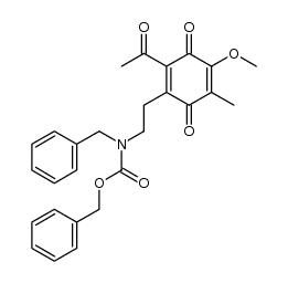 benzyl (2-(2-acetyl-4-methoxy-5-methyl-3,6-dioxocyclohexa-1,4-dien-1-yl)ethyl)(benzyl)carbamate结构式