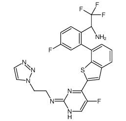 2-Pyrimidinamine, 4-[7-[2-[(1S)-1-amino-2,2,2-trifluoroethyl]-5-fluorophenyl]benzo[b]thien-2-yl]-5-fluoro-N-[2-(1H-1,2,3-triazol-1-yl)ethyl]-结构式