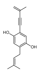 2-(3-methylbut-2-enyl)-5-(3-methylbut-3-en-1-ynyl)benzene-1,4-diol结构式