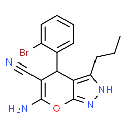 6-amino-4-(2-bromophenyl)-3-propyl-1,4-dihydropyrano[2,3-c]pyrazole-5-carbonitrile Structure