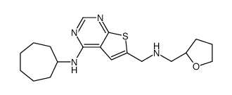 N-Cycloheptyl-6-({[(2R)-tetrahydro-2-furanylmethyl]amino}methyl)t hieno[2,3-d]pyrimidin-4-amine结构式