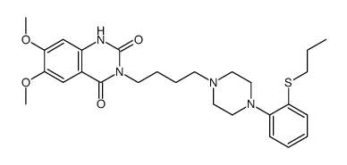 6,7-dimethoxy-3-{4-[4-(2-propylsulfanyl-phenyl)-piperazin-1-yl]-butyl}-1H-quinazoline-2,4-dione结构式