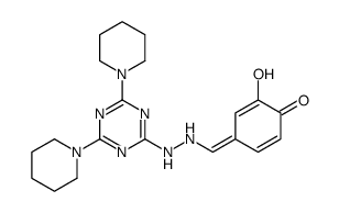 (4E)-4-[[2-[4,6-di(piperidin-1-yl)-1,3,5-triazin-2-yl]hydrazinyl]methylidene]-2-hydroxycyclohexa-2,5-dien-1-one结构式