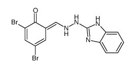 (6Z)-6-[[2-(1H-benzimidazol-2-yl)hydrazinyl]methylidene]-2,4-dibromocyclohexa-2,4-dien-1-one Structure