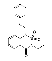 3-isopropyl-2,2-dioxo-1-phenylsulfanylmethyl-2,3-dihydro-1H-2λ6-benzo[1,2,6]thiadiazin-4-one Structure
