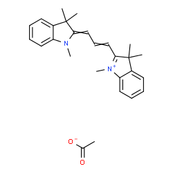 2-[3-(1,3-dihydro-1,3,3-trimethyl-2H-indol-2-ylidene)prop-1-enyl]-1,3,3-trimethyl-3H-indolium acetate结构式