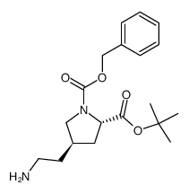 (2S,4R)-4-(2-Amino-ethyl)-pyrrolidine-1,2-dicarboxylic acid 1-benzyl ester 2-tert-butyl ester结构式