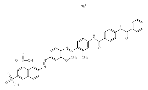 1,3-Naphthalenedisulfonicacid,7-[2-[4-[2-[4-[[4-(benzoylamino)benzoyl]amino]-2-methylphenyl]diazenyl]-3-methoxyphenyl]diazenyl]-,sodium salt (1:2) Structure