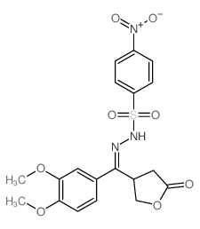 N-[[(3,4-dimethoxyphenyl)-(5-oxooxolan-3-yl)methylidene]amino]-4-nitro-benzenesulfonamide结构式