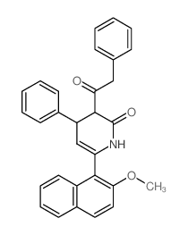 2(1H)-Pyridinone,3,4-dihydro-6-(2-methoxy-1-naphthalenyl)-4-phenyl-3-(2-phenylacetyl)-结构式