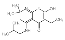 3-Ethyl-2-hydroxy-5-(isobutylamino)-7,7-dimethyl-6,7-dihydro-4H-thiopyrano(2,3-b)pyridin-4-one结构式