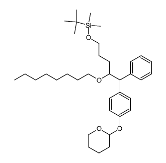 tert-butyldimethyl-(4-octyloxy-5-phenyl-[4-(tetrahydropyran-2-yloxy)phenyl]-pentyloxy)silane结构式