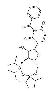 1-[3,5-O-(1,1,3,3-tetraisopropyldisiloxane-1,3-diyl)-β-D-ribofuranosyl]-N3-benzoyluracil结构式