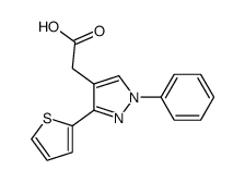 2-(1-phenyl-3-thiophen-2-ylpyrazol-4-yl)acetic acid Structure