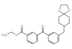 3-碳酰乙氧基-3'-[8-(1,4-二恶-8-氮杂螺-[4.5]癸基)甲基]苯甲酮结构式