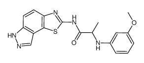 2-(3-methoxyphenylamino)-N-(6H-pyrazolo[4',3':3,4]benzo[1,2-d]thiazol-2-yl)-propionamide结构式