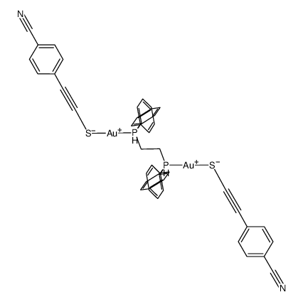 [Au2(p-CN-C6H4-CCS)2(1,2-bis(diphenylphosphino)ethane)]结构式