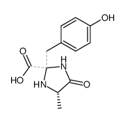 (2Ξ,5S)-2-(4-hydroxy-benzyl)-5-methyl-4-oxo-imidazolidine-2-carboxylic acid结构式