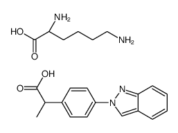 [(1S)-5-amino-1-carboxypentyl]azanium,2-(4-indazol-2-ylphenyl)propanoate Structure