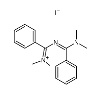 (E)-N-((((dimethylamino)(phenyl)methylene)amino)(phenyl)methylene)-N-methylmethanaminium iodide Structure