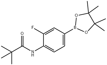 N-[2-fluoro-4-(tetramethyl-1,3,2-dioxaborolan-2-yl)phenyl]-2,2-dimethylpropanamide结构式