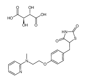 5-[4-[2-(N-methyl-N-(2-pyridyl)amino)ethoxy]benzyl]thiazolidine-2,4-dione DL-tartrate结构式