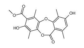 methyl 3,8-dihydroxy-1,4,6,9-tetramethyl-11-oxo-11H-dibenzo<1,4>dioxepin-7-carboxylate Structure