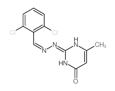 2-[2-[(2,6-dichlorophenyl)methylidene]hydrazinyl]-6-methyl-1H-pyrimidin-4-one结构式