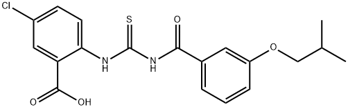 5-chloro-2-[[[[3-(2-methylpropoxy)benzoyl]amino]thioxomethyl]amino]-benzoic acid structure