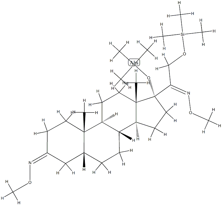 17,21-Bis(trimethylsiloxy)-5β-pregnane-3,20-dione bis(O-methyl oxime)结构式