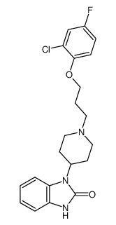 1-{1-[3-(2-chloro-4-fluoro-phenoxy)-propyl]-piperidin-4-yl}-1,3-dihydro-benzoimidazol-2-one结构式