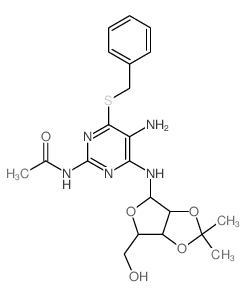 Acetamide,N-[5-amino-4-[[2,3-O-(1-methylethylidene)-b-D-ribofuranosyl]amino]-6-[(phenylmethyl)thio]-2-pyrimidinyl]-(9CI)结构式