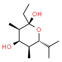 2H-Pyran-2,4-diol, 2-ethyltetrahydro-3,5-dimethyl-6-(1-methylethyl)-, (2S,3R,4R,5S,6R)- (9CI)结构式