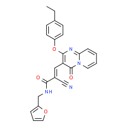 (2E)-2-cyano-3-[2-(4-ethylphenoxy)-4-oxo-4H-pyrido[1,2-a]pyrimidin-3-yl]-N-(furan-2-ylmethyl)prop-2-enamide structure