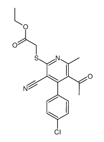 [5-Acetyl-4-(4-chloro-phenyl)-3-cyano-6-methyl-pyridin-2-ylsulfanyl]-acetic acid ethyl ester Structure
