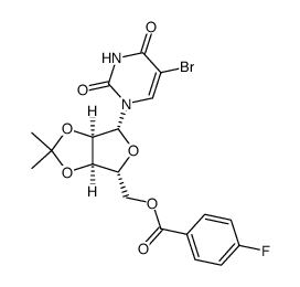 5'-O-(4-fluorobenzoyl)-2',3'-O-isopropylidene-5-bromouridine结构式