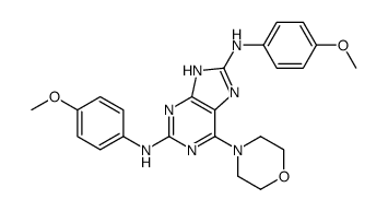 2-N,8-N-bis(4-methoxyphenyl)-6-morpholin-4-yl-7H-purine-2,8-diamine Structure