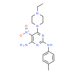 6-(4-ethylpiperazin-1-yl)-N~2~-(4-methylphenyl)-5-nitropyrimidine-2,4-diamine结构式