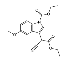 ethyl α-cyano-α-(1-carbethoxy-5-methoxy-3-indolyl)acetate Structure