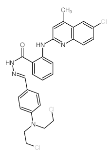 Benzoic acid,2-[(6-chloro-4-methyl-2-quinolinyl)amino]-,2-[[4-[bis(2-chloroethyl)amino]phenyl]methylene]hydrazide结构式