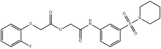 Acetic acid, 2-(2-fluorophenoxy)-, 2-oxo-2-[[3-(1-piperidinylsulfonyl)phenyl]amino]ethyl ester Structure