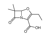 4-Oxa-1-azabicyclo[3.2.0]hept-2-ene-2-carboxylicacid,3-ethyl-6,6-dimethyl-7-oxo-(9CI) Structure