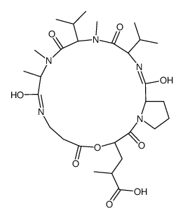 2-methyl-3-(10,11,14-trimethyl-2,5,9,12,15,18-hexaoxo-13,16-dipropan-2-yl-4-oxa-1,8,11,14,17-pentazabicyclo[17.3.0]docos-3-yl)propanoic acid Structure